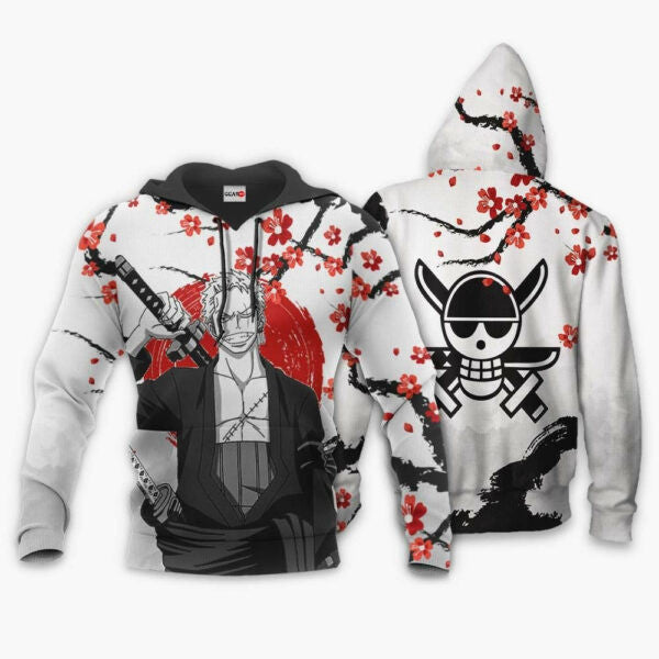 Roronoa Zoro Japan Cherry Blossoms One Piece Anime 1k692 Fan Gift Stylist Unisex Cartoon Graphic Outfits Aop 3d Hoodie, Zip Hoodie 2836