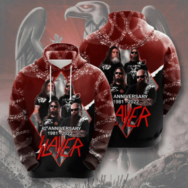 Slayer Band 41 Anniversary 1981 2025 Fan Gift, Slayer Band Aop Hoodie 2137