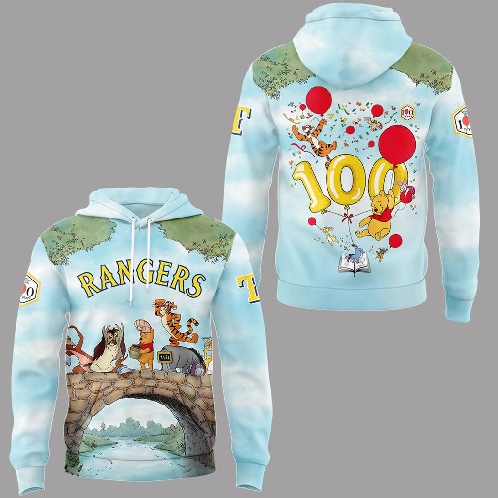 Texas Rangers Winnie Pooh 100th Anniversary 2026 Hoodie